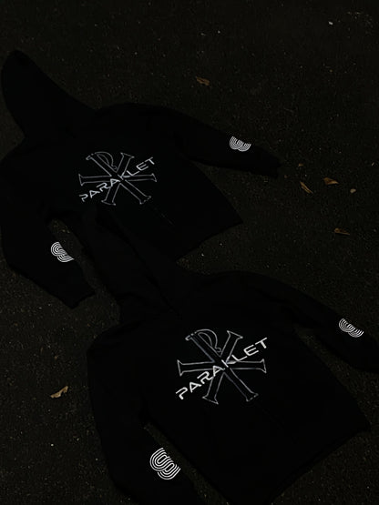 (M)ERELY BLACK ZIPER HOODIE